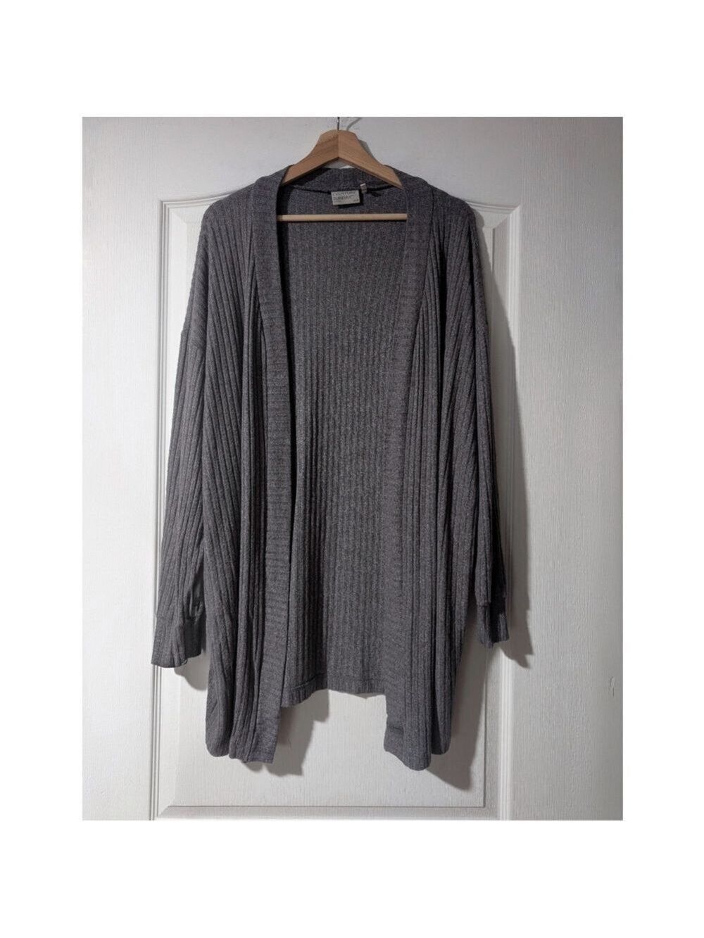 Everyday Sunday | Ribbed Knit Long Cardigan In Grey - Picture 4 of 11